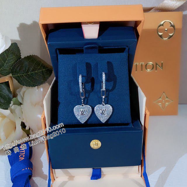 Louis Vuitton純銀飾品 路易威登鑲晶鑽心形耳吊 LV星星滿鑽圓環耳釘耳環  zglv2243